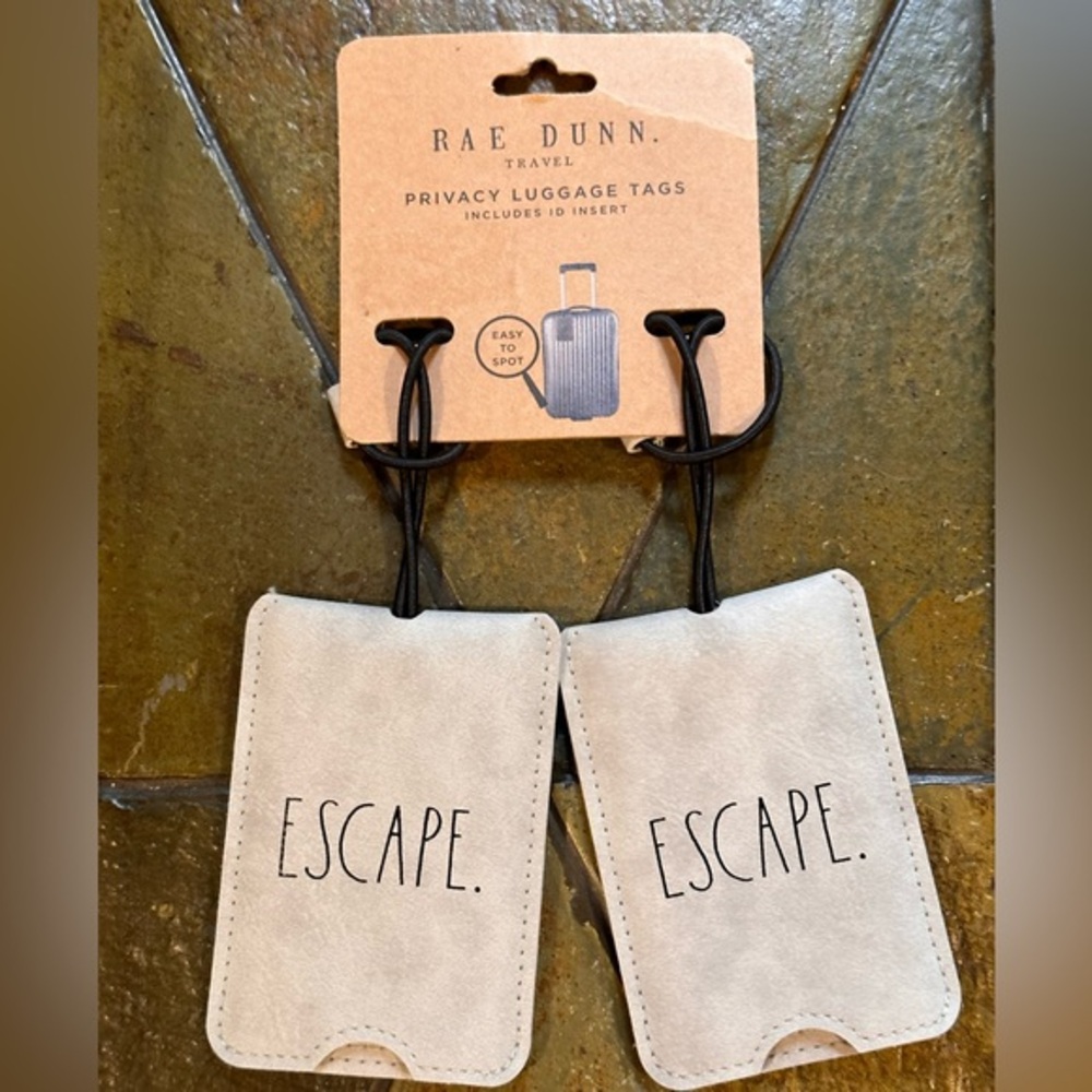 Rae Dunn Travel ESCAPE Set of 2 Luggage Tags Includes ID Insert NEW!!